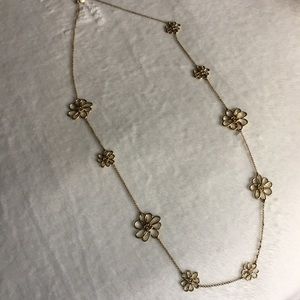 Long golden flower necklace